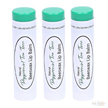 Peppermint Tea Tree Lip Balm Set of 3 - Lip Moisturizer, Natural Lip Care, Gift for Her