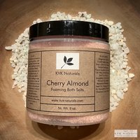 Bath Salts Cherry Almond 8 oz - Bath Soak, Bubble Bath, Epsom Salt, Foaming Bath Salts