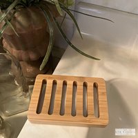 Rectangular Bamboo Wood Soap Dish - Soap Saver, Eco-Friendly, Soap Dishes, Wooden Soap Dish