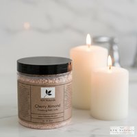 Cherry Almond Foaming Bath Salt - 8 oz Soak for Relaxation and Pampering, Self Care