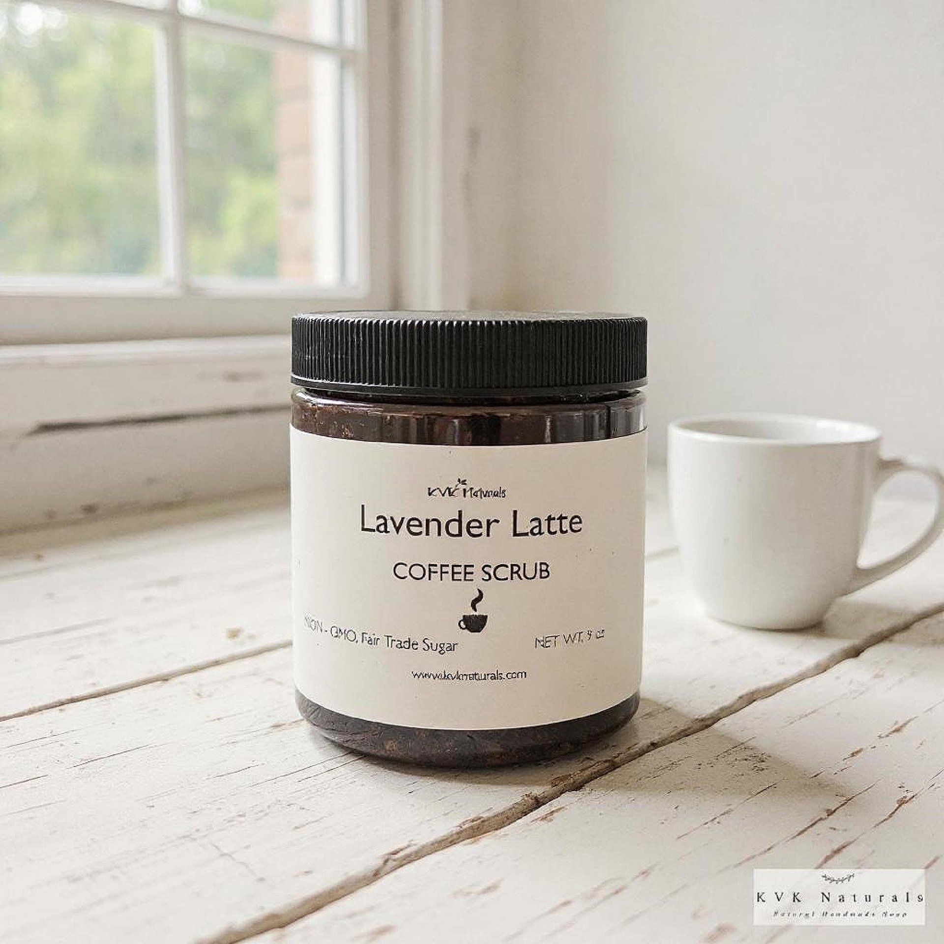 Lavender Latte Coffee Scrub - Natural Exfoliating Scrub, Organic Body Polish, Coffee Infused