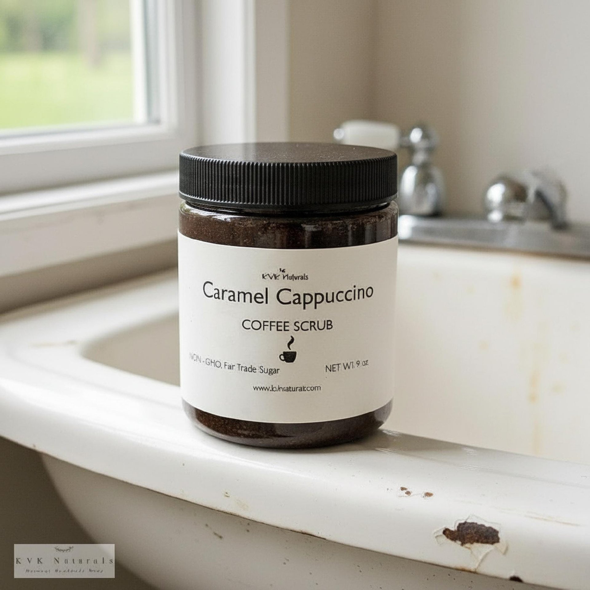 Caramel Cappuccino Coffee Scrub: Natural Exfoliating Body Polish (9 oz)
