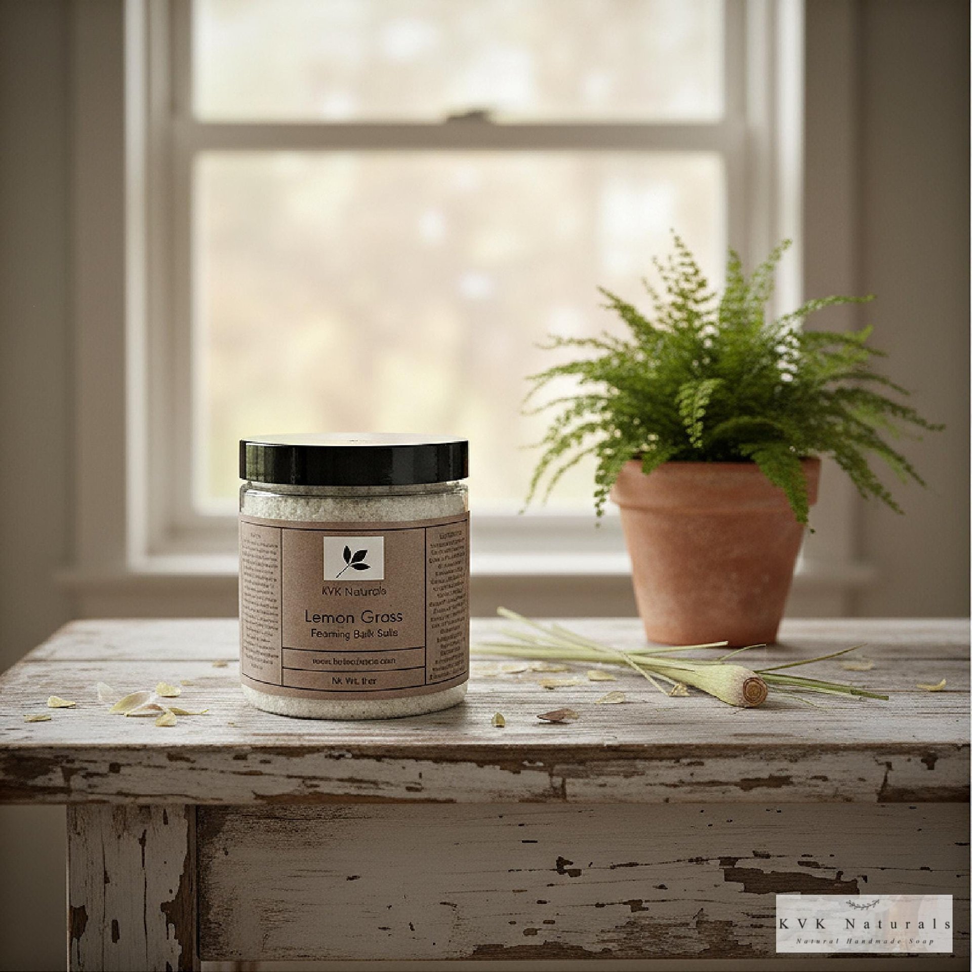 Lemon Grass Foaming Bath Salt - 8 oz Soak for Relaxation and Pampering, Self Care