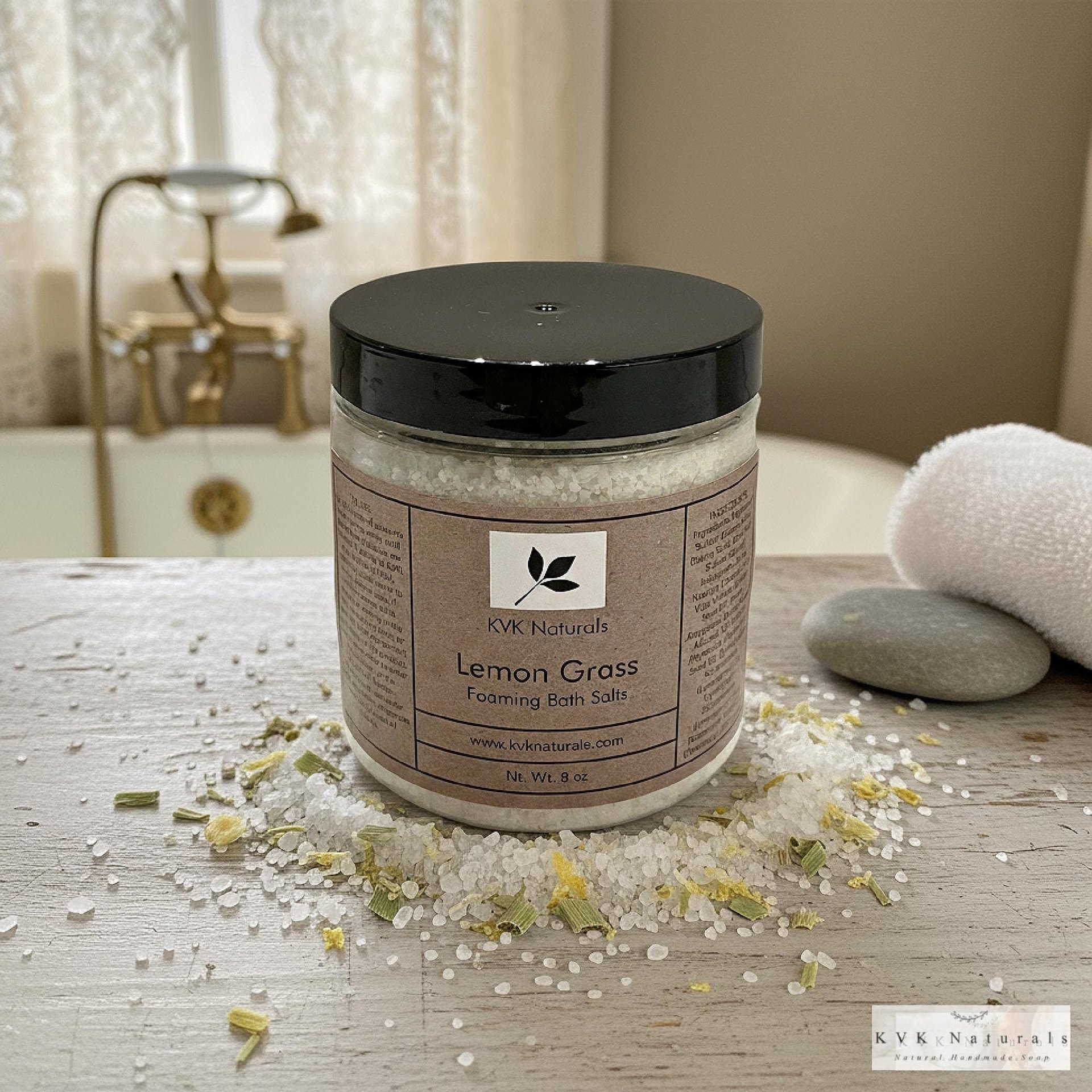 Lemon Grass Foaming Bath Salt - 8 oz Soak for Relaxation and Pampering, Self Care