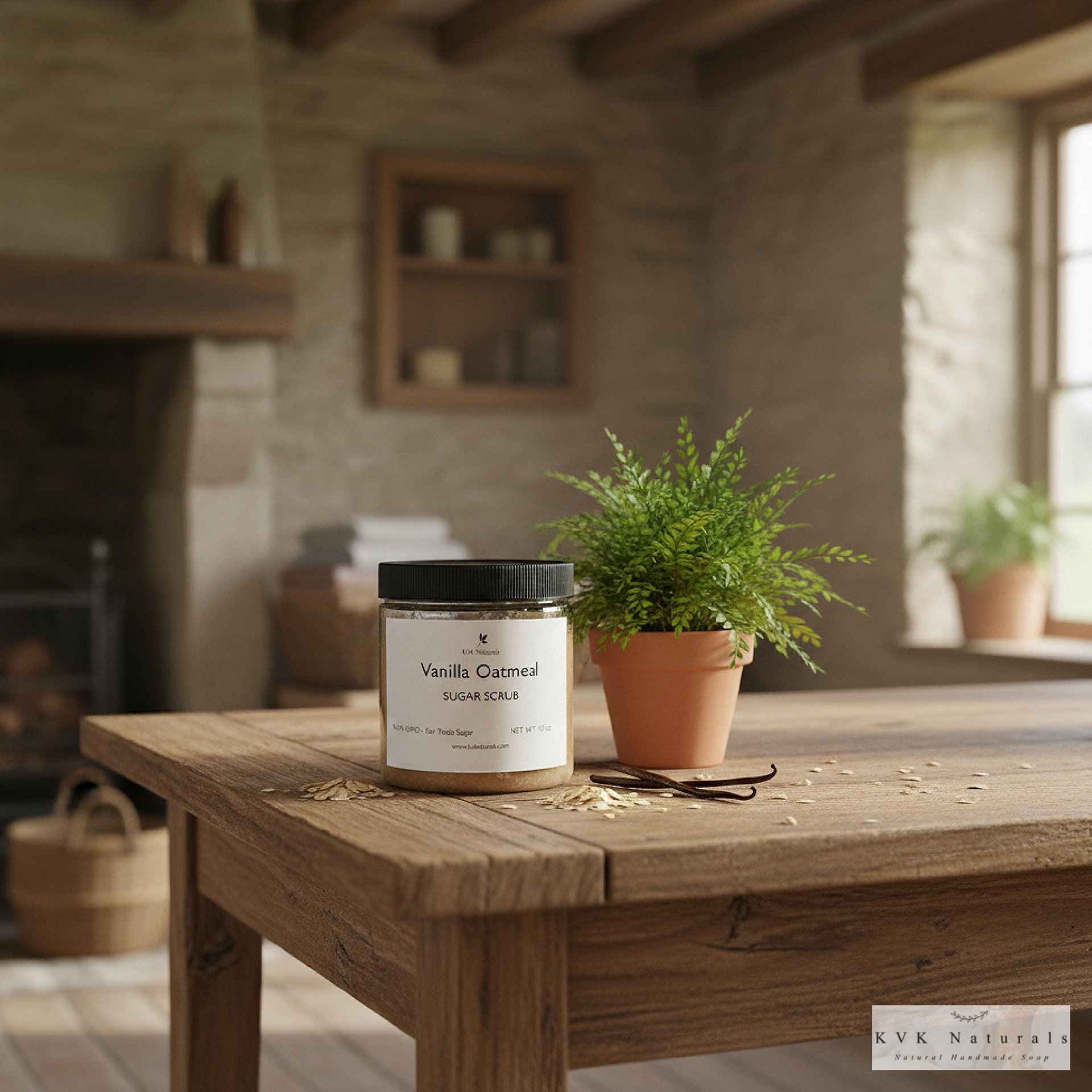 Vanilla Oatmeal Sugar Scrub - Exfoliating Organic Body Scrub