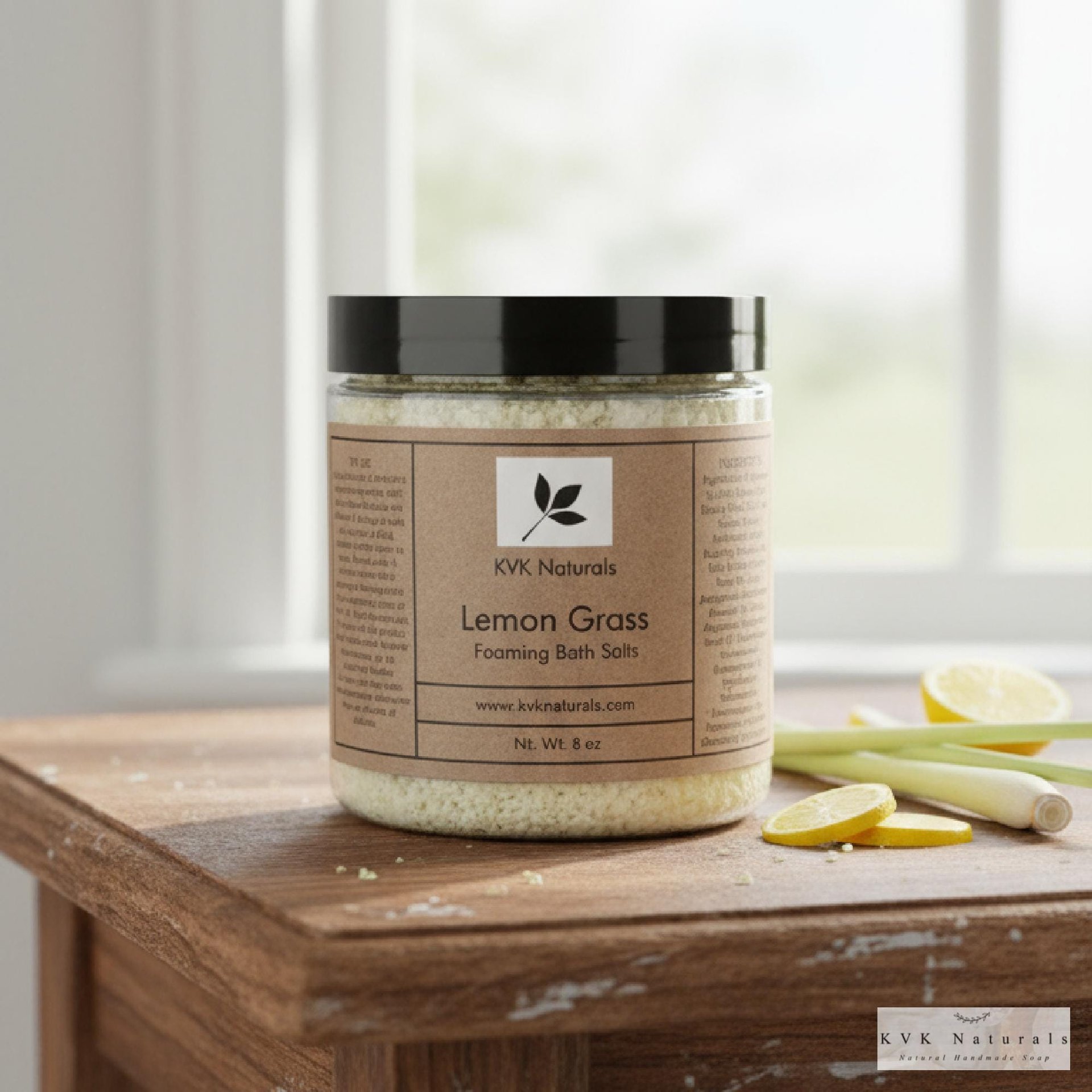 Lemon Grass Foaming Bath Salt - 8 oz Soak for Relaxation and Pampering, Self Care