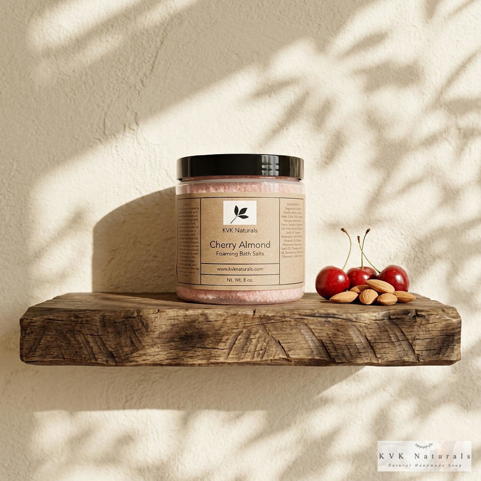 Cherry Almond Foaming Bath Salt - 8 oz Soak for Relaxation and Pampering, Self Care
