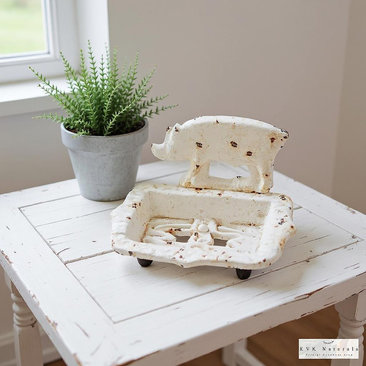 Pig Cast Iron Soap Dish -  Soap Tray, Distressed Soap Holder, Soap Bar Holder