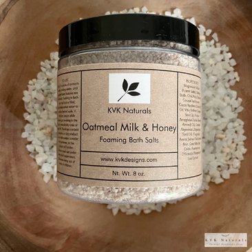 Bath Salts Oatmeal Milk and Honey 8 oz - Bath Soak, Bubble Bath, Epsom Salt