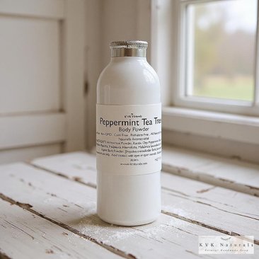 Body Powder Peppermint Tea Tree 4 oz - Dusting Powder, Talc Free Powder, Gift for Her