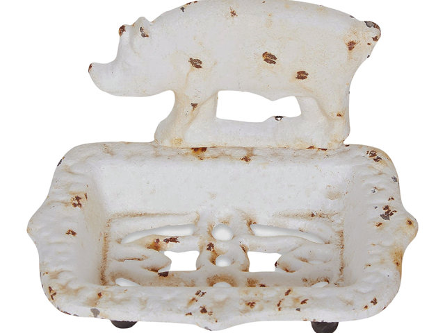 Pig Cast Iron Soap Dish -  Soap Tray, Distressed Soap Holder, Soap Bar Holder