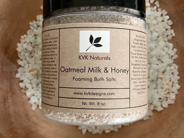 Bath Salts Oatmeal Milk and Honey 8 oz - Bath Soak, Bubble Bath, Epsom Salt