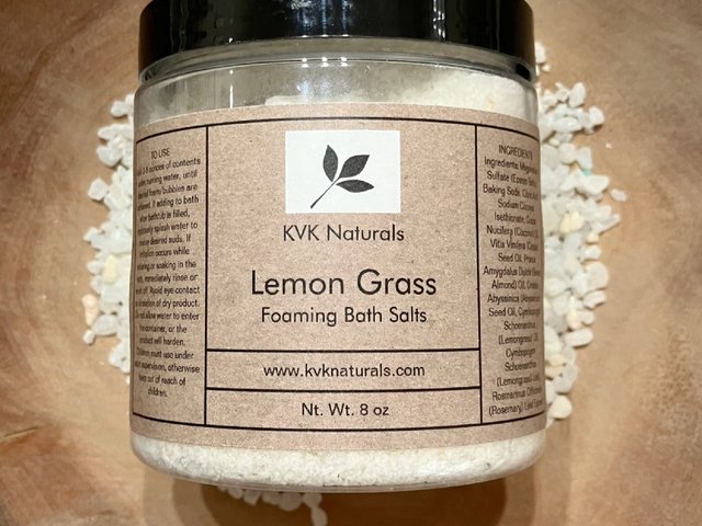 Bath Salts Lemon Grass 8 oz - Bath Soak, Bubble Bath, Epsom Salt