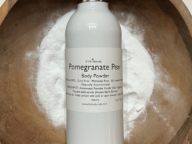 Body Powder Pomegranate Pear 4 oz - Dusting Powder, Talc Free Powder, Gift for Her