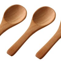 Hand Carved Beech Wood Bath Salt Spoon - 3.5" Small Wooden Spoon