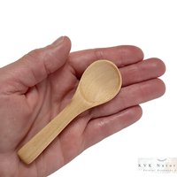 Hand Carved Beech Wood Bath Salt Spoon - 3.5" Small Wooden Spoon