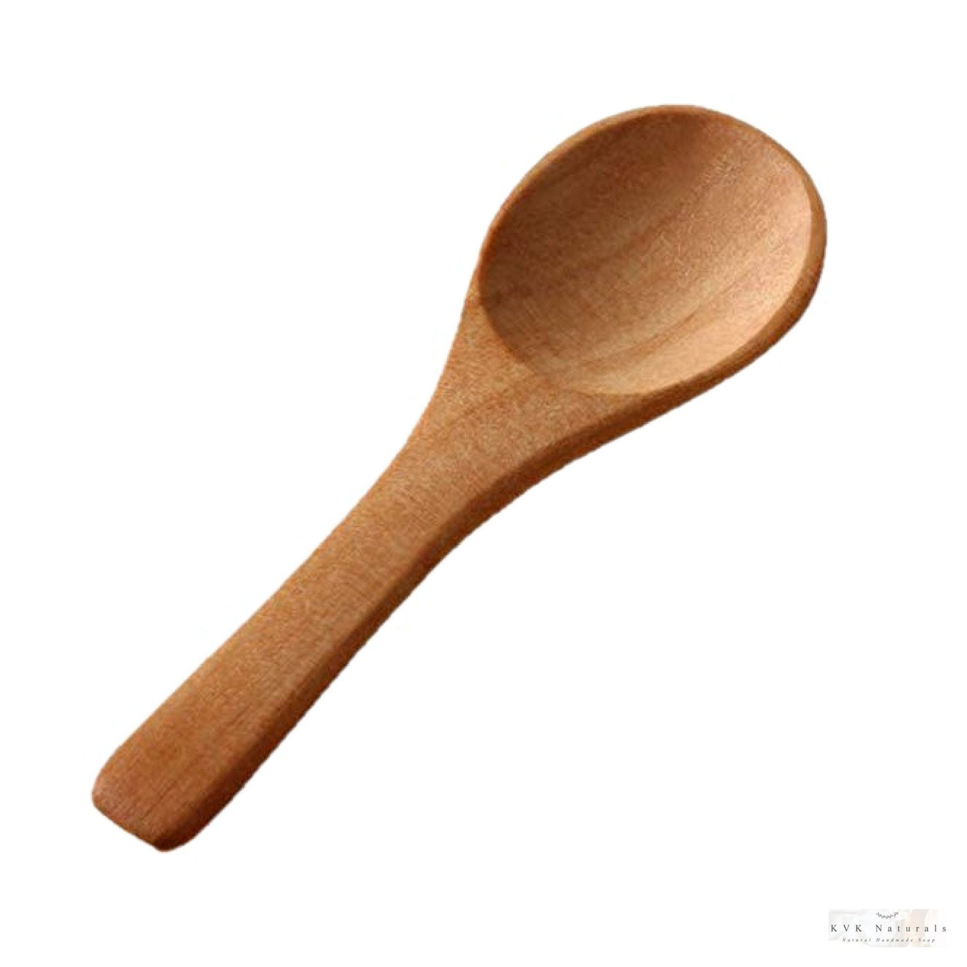 Hand Carved Beech Wood Bath Salt Spoon - 3.5" Small Wooden Spoon