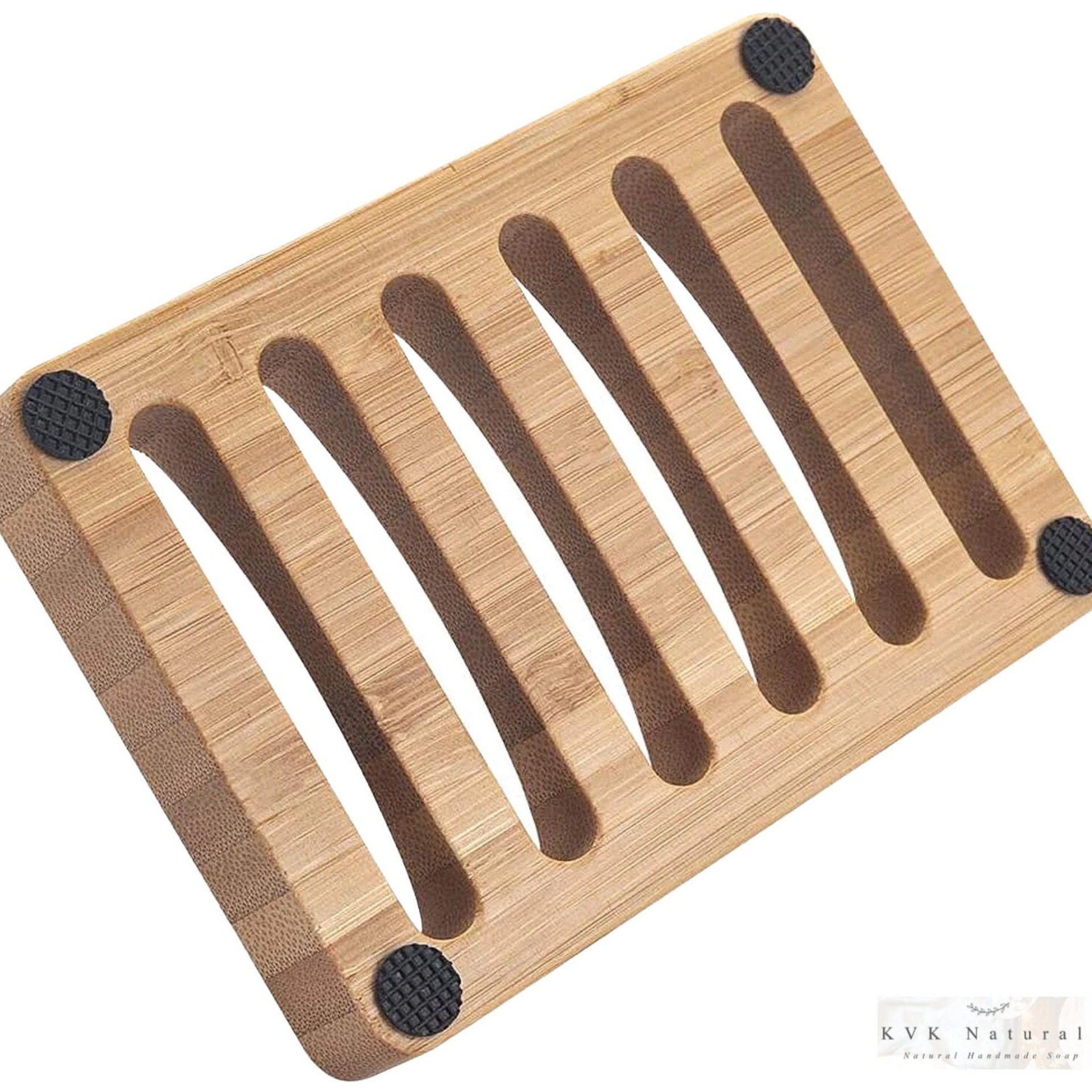 Eco-Friendly Bamboo Wood Soap Dish: Soap Saver with Non-Slip Pads