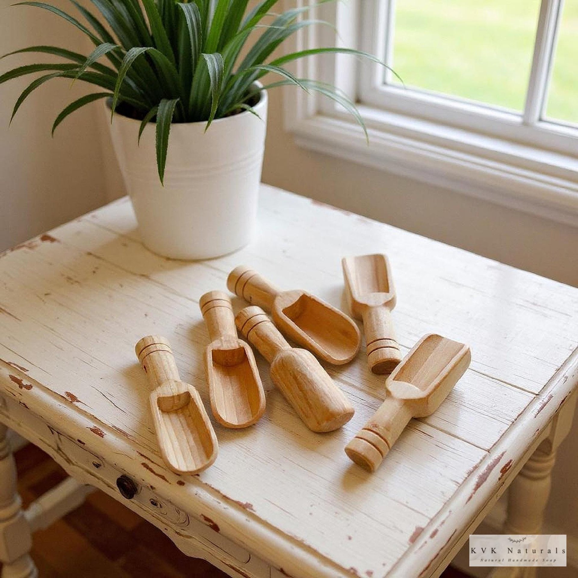 Hand Carved Beech Wood Scoop: Bath Salts, Spices, Sugar